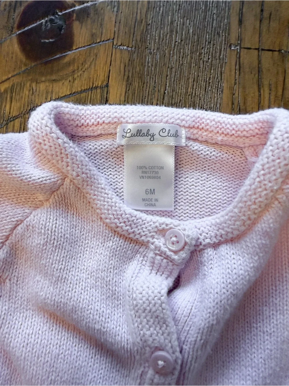 Lullaby Club Baby Girl Pink Knit Long Sleeve Cardigan 6M